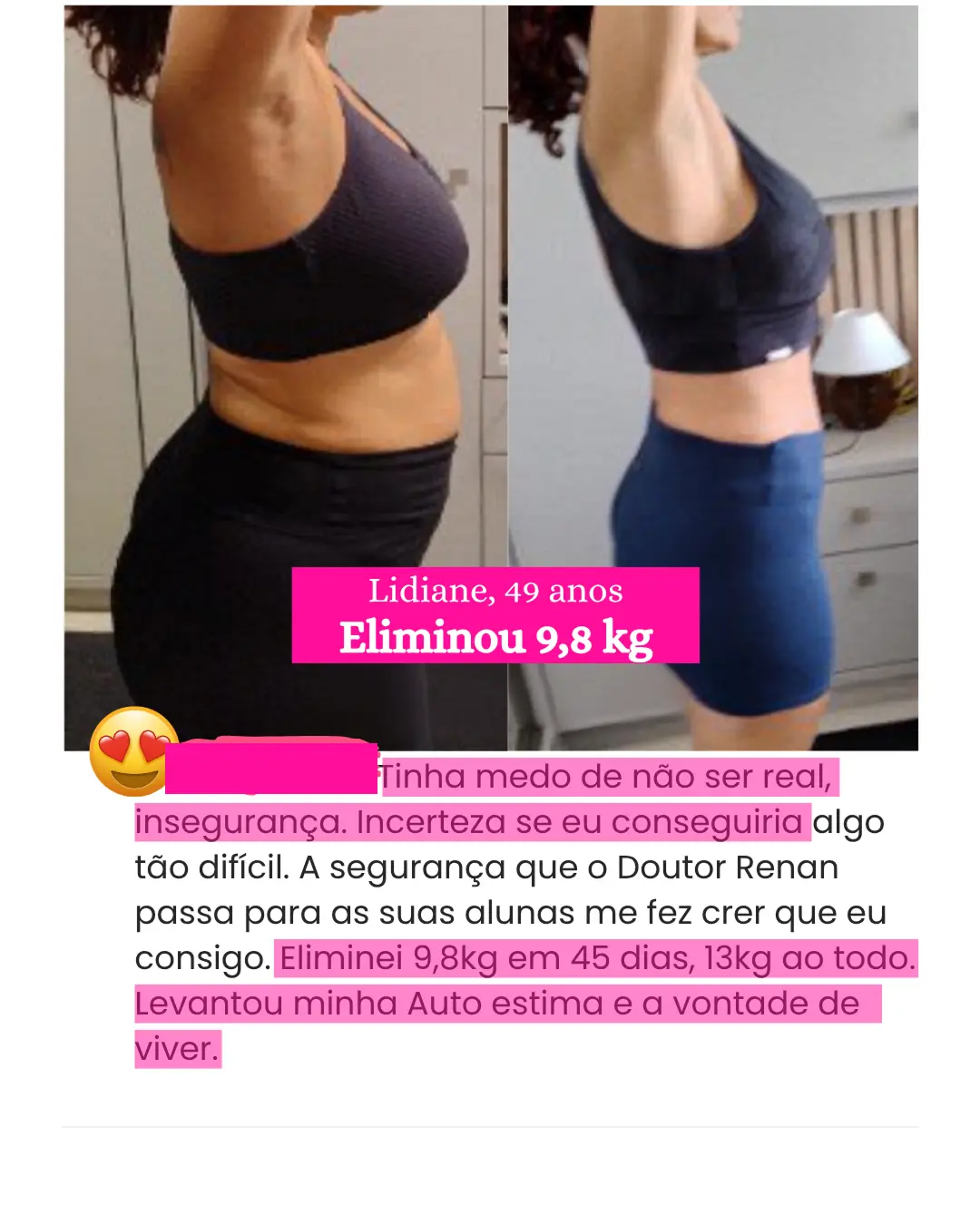 Resultado de aluna da Imersão Renascer Magra